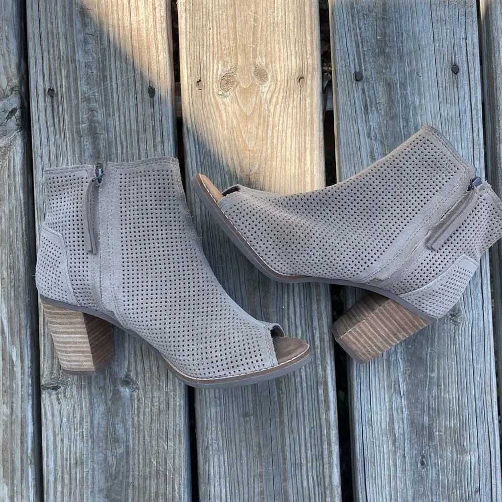 Toms suede open toe booties